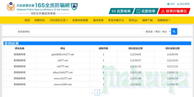 警政署165詐騙網名單