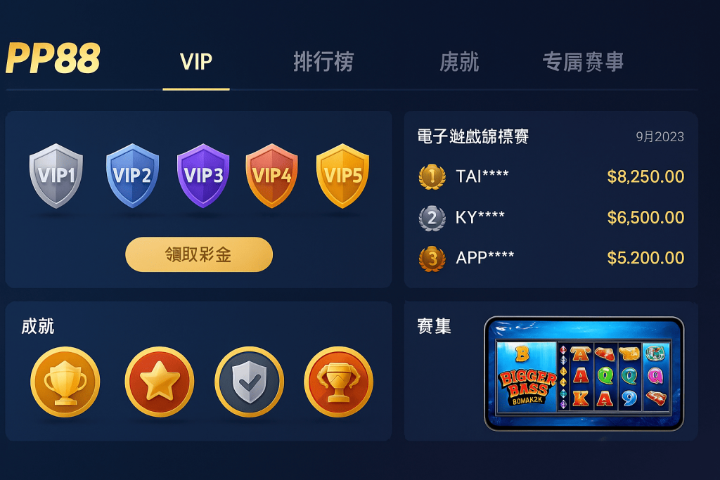 PP88 VIP獎勵與排行榜系統