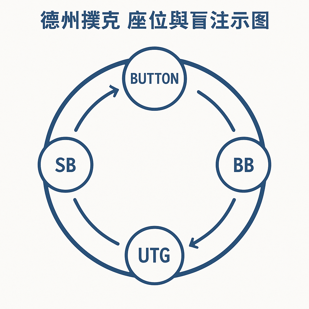 德州撲克 座位與盲注 示意圖