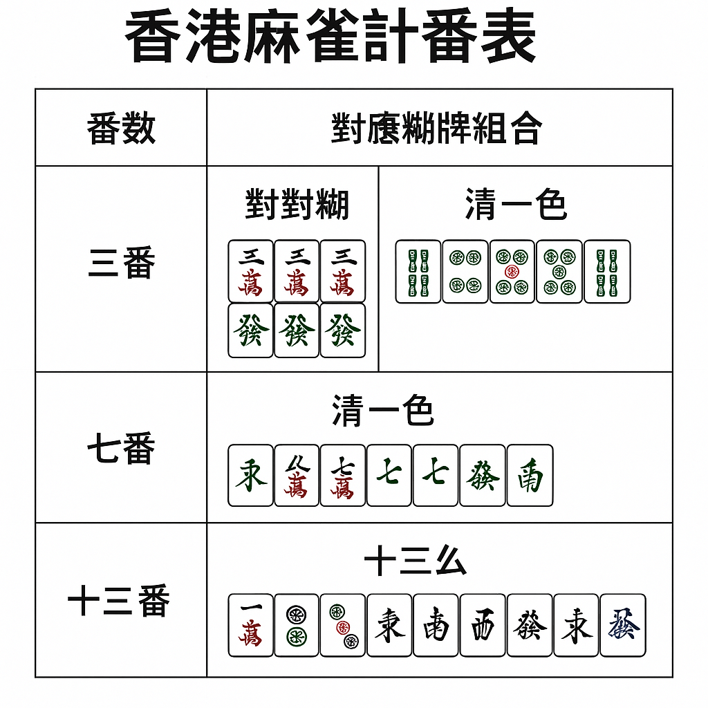 十三么與大四喜牌型圖